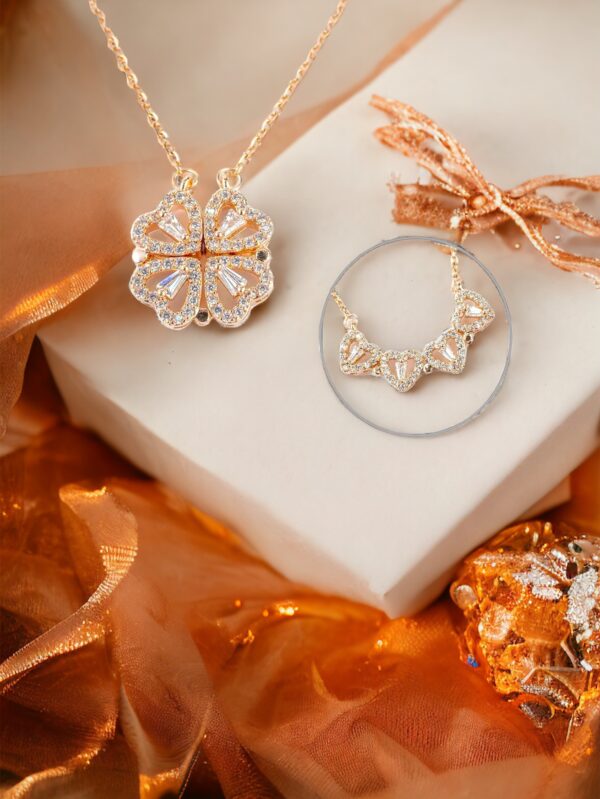 Magnetic 2 in 1 Clover Heart Necklace (stainless steel)