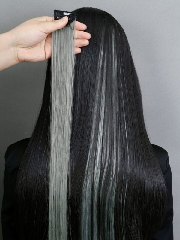 Ash Grey Hair Streaks (22 inches)